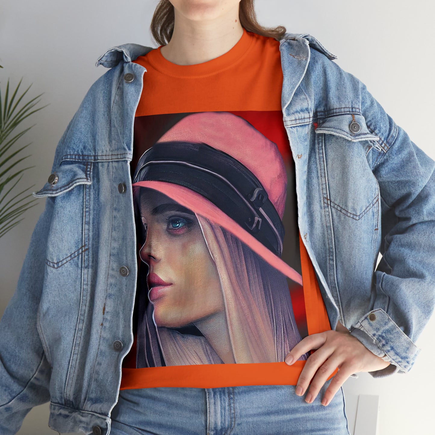 LADY IN PINK HAT - Airt on a Shirt  - Unisex Heavy Cotton Tee - AUS