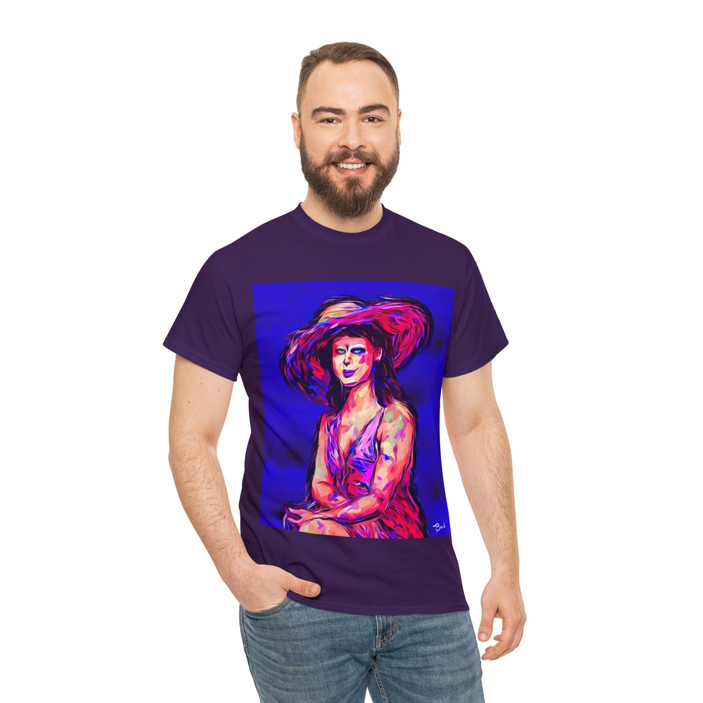 LADY IN SUN HAT - Airt on a Shirt  - Unisex Heavy Cotton Tee - AUS