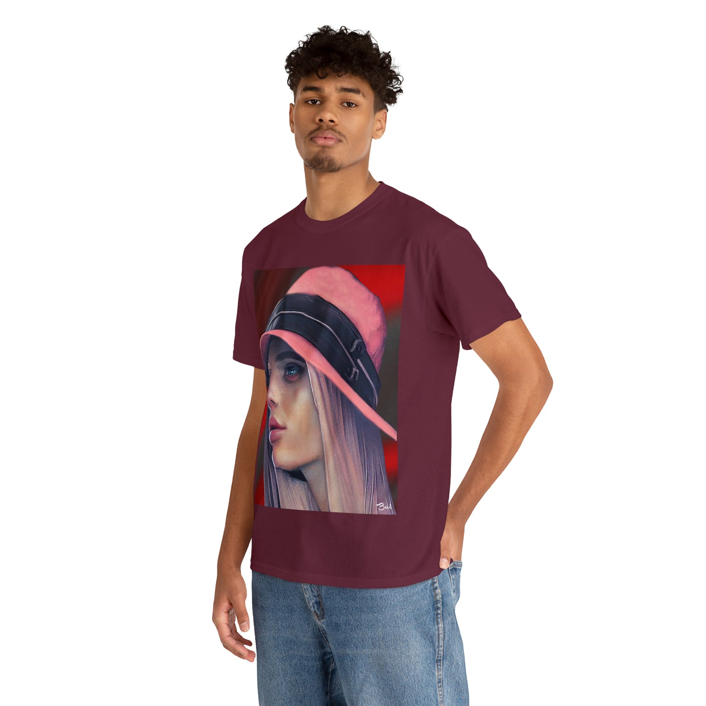 LADY IN PINK HAT - Airt on a Shirt  - Unisex Heavy Cotton Tee - AUS