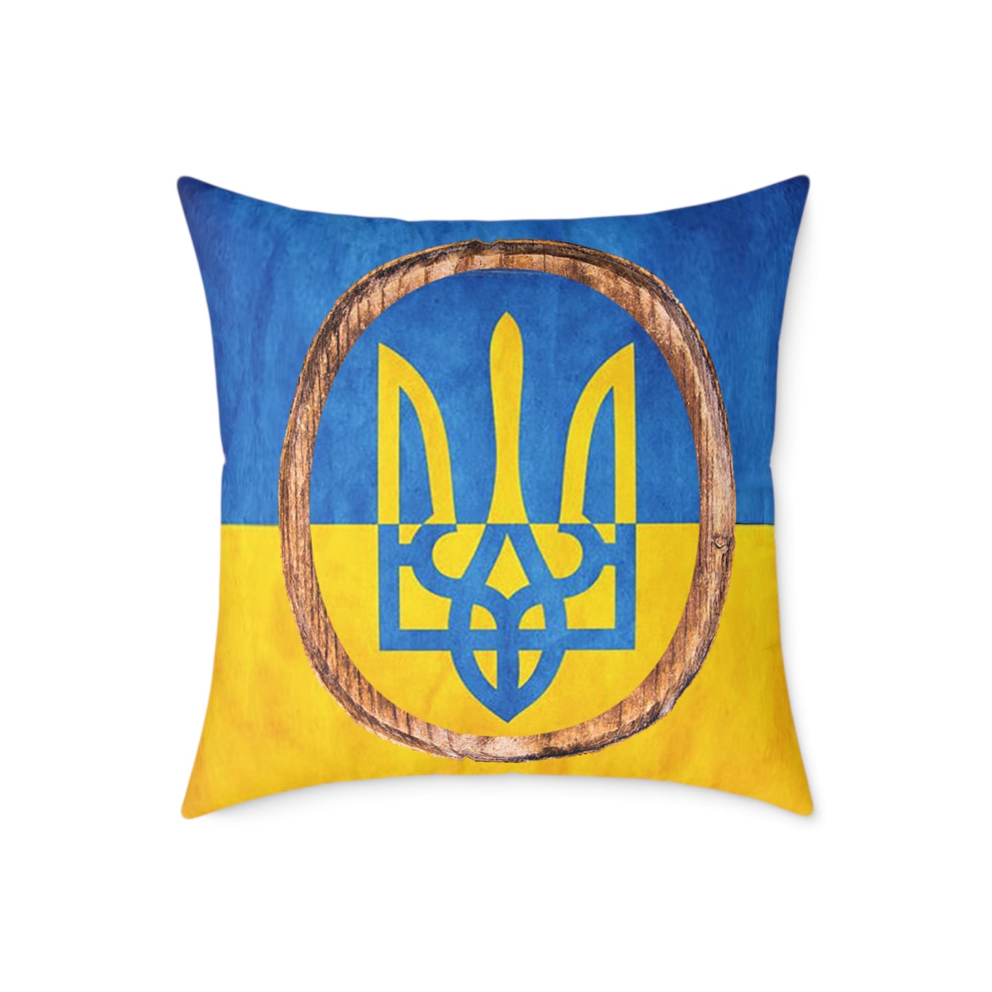 SLAVA UKRAINI & TRIDENT FLAG - Spun Polyester Pillow