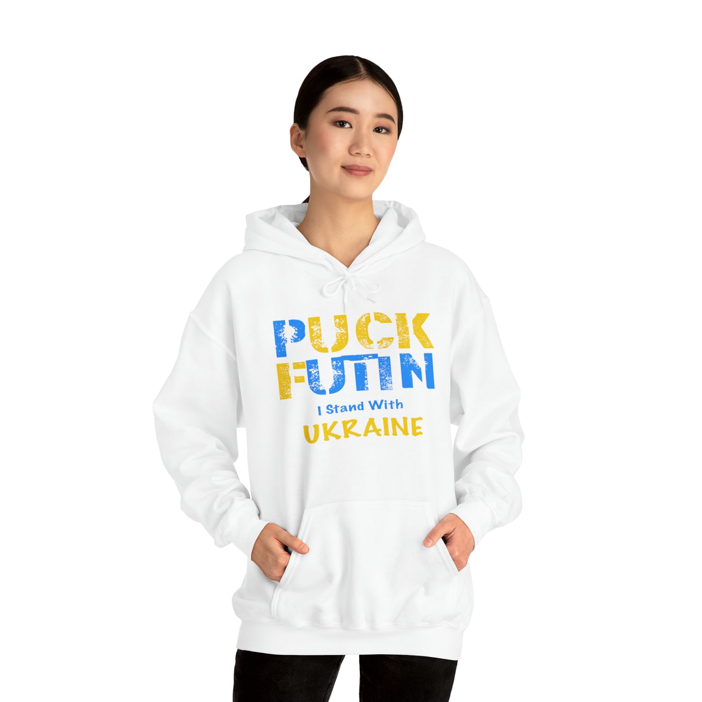 "P*** FUTI*" I Stand With UKRAINE - Unisex Heavy Blend™ Hooded Sweatshirt