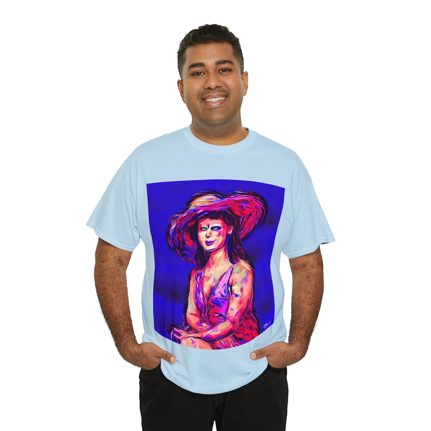 LADY IN SUN HAT - Airt on a Shirt  - Unisex Heavy Cotton Tee - AUS