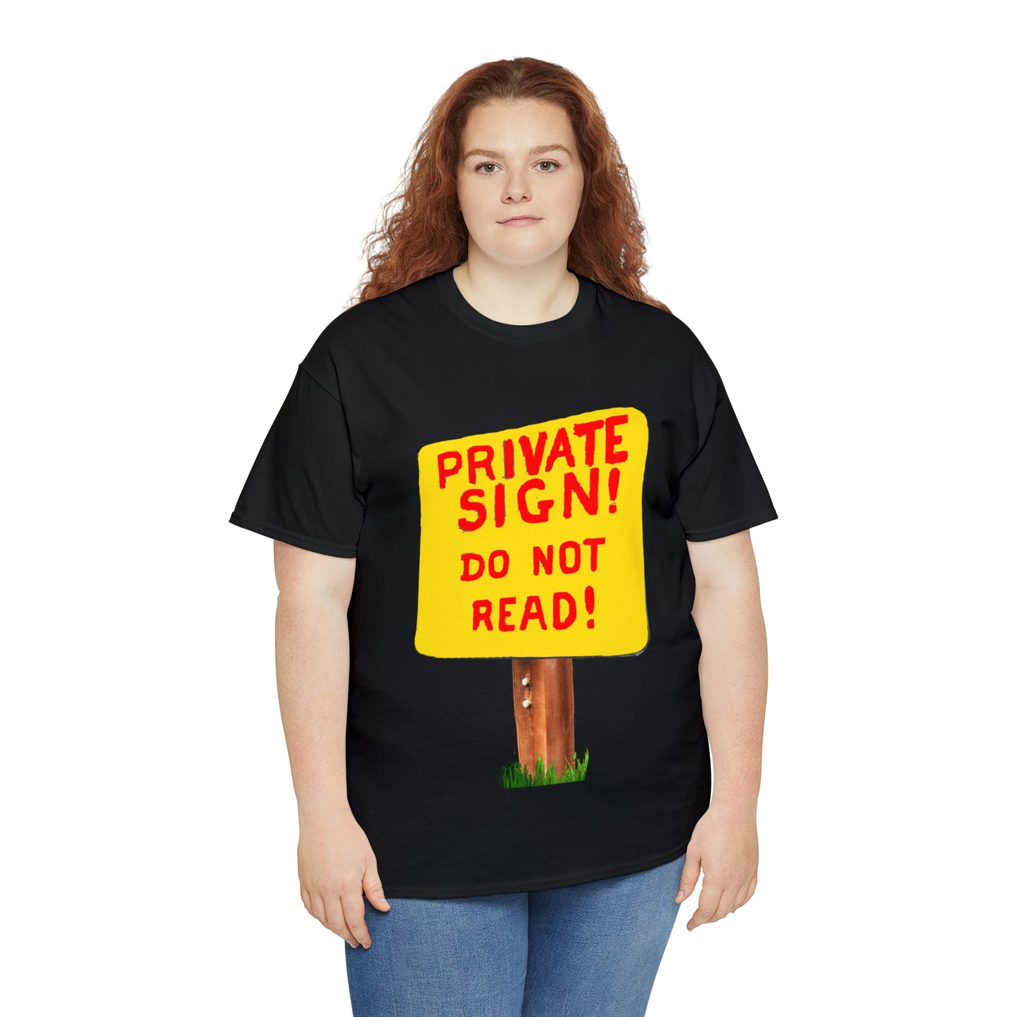 PRIVATE SIGN! DO NOT READ! Silly Sign - Unisex Heavy Cotton Tee - AUS