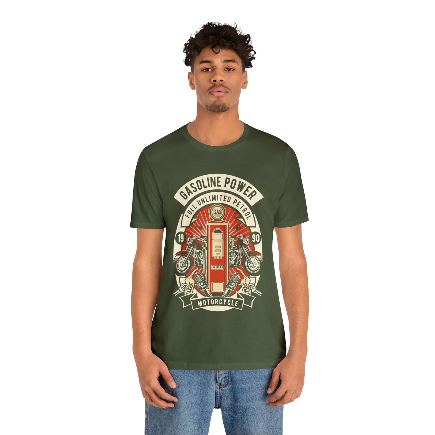 GASOLINE POWER Motorcycle - Unisex Jersey Short Sleeve Tee