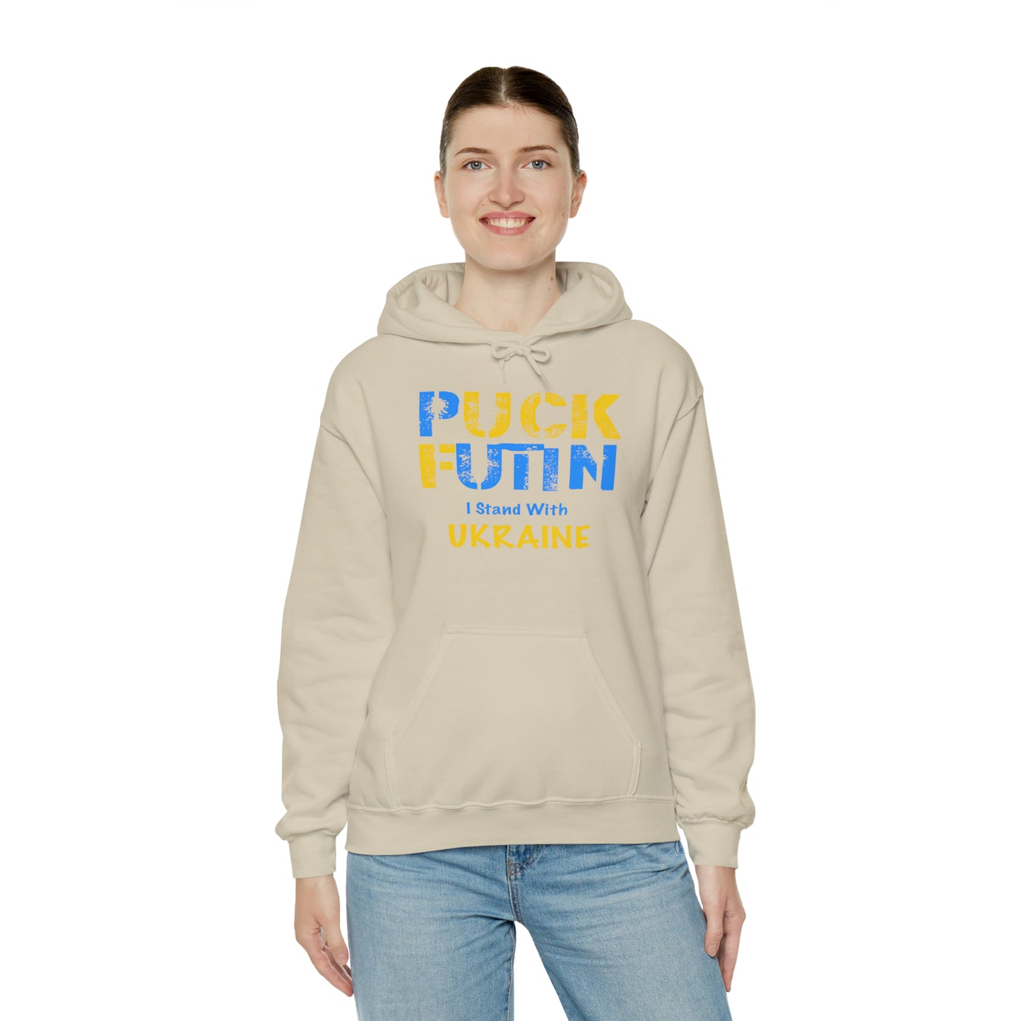 "P*** FUTI*" I Stand With UKRAINE - Unisex Heavy Blend™ Hooded Sweatshirt