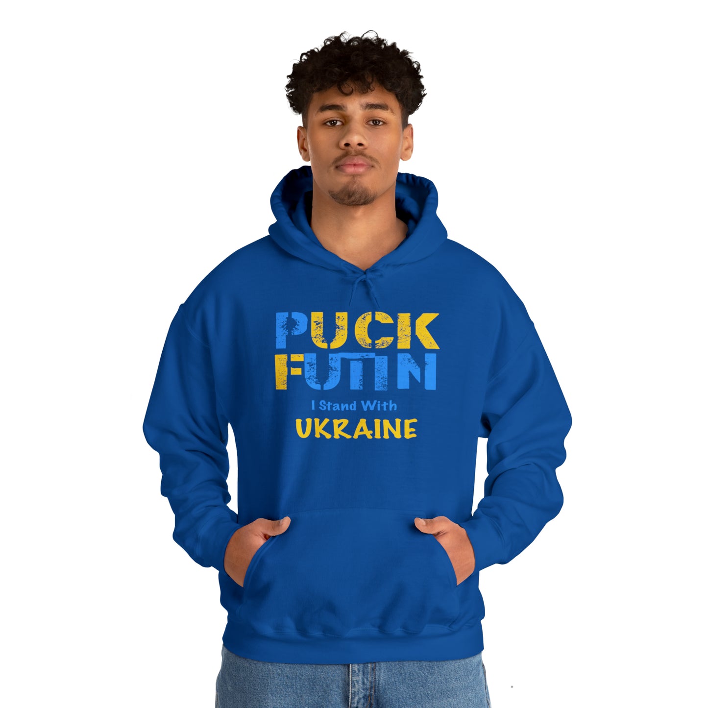 "P*** FUTI*" I Stand With UKRAINE - Unisex Heavy Blend™ Hooded Sweatshirt