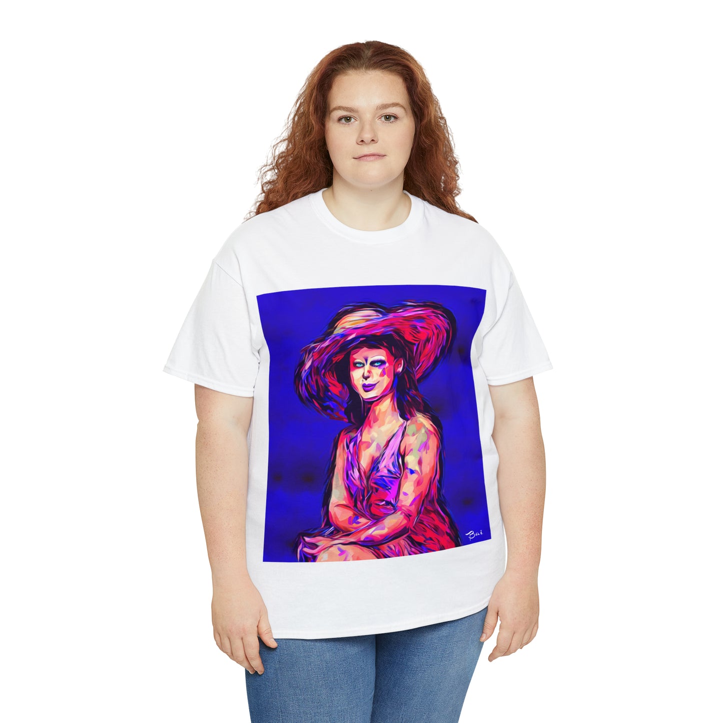 LADY IN SUN HAT - Airt on a Shirt  - Unisex Heavy Cotton Tee - AUS