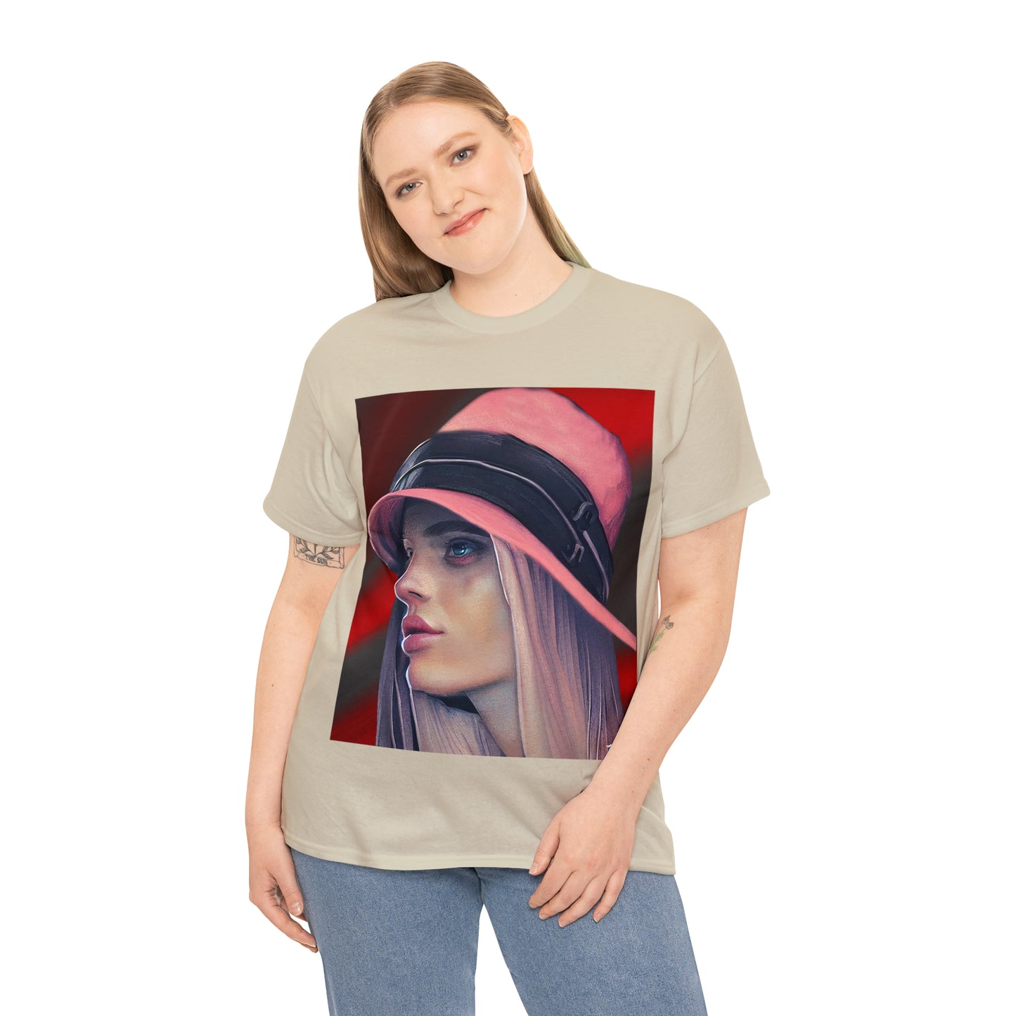 LADY IN PINK HAT - Airt on a Shirt  - Unisex Heavy Cotton Tee - AUS